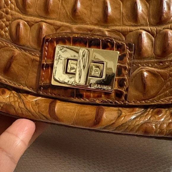 Brahmin Brown Crocodile Embossed Crossbody Bag - Picture 3 of 16